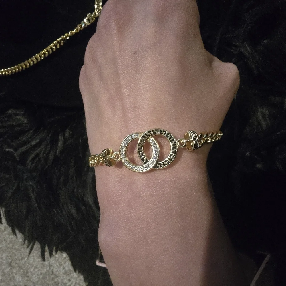 Elegant 21kgp Dubai Jewelry  Gold Necklace and Ring Set